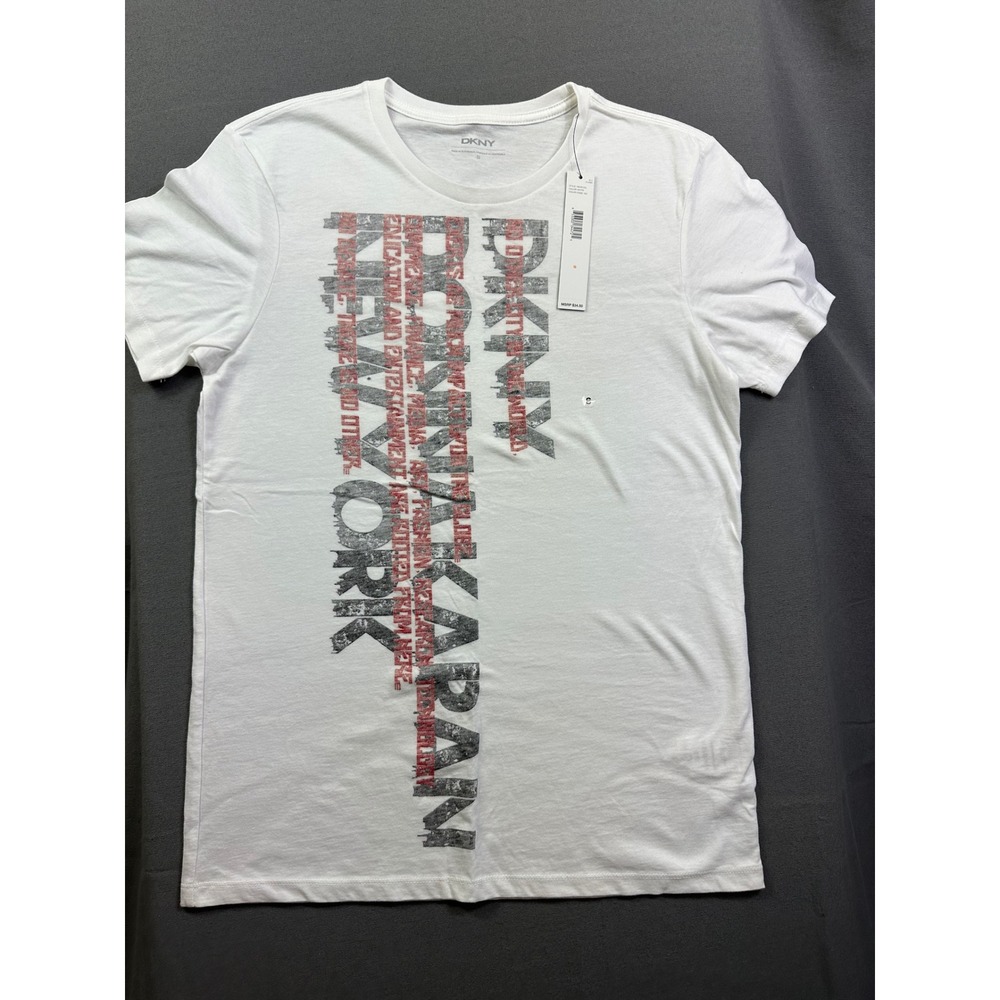 DKNY Men's Graphic T-Shirt White New York Donna Karan Logo Tee 78235131L S